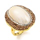 Natural Shell Oval Open Cuff Ring with Rhinestone(RJEW-D005-04G)-1