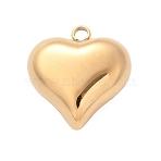 304 Stainless Steel Pendants, Heart Charm, Real 18K Gold Plated, 16x15x8mm, Hole: 2mm(STAS-Q349-02F-G)