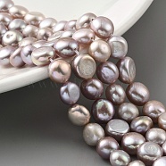 Natural Cultured Freshwater Pearl Beads Strands, Two Sides Polished, Thistle, 7~8mm, Hole: 0.5mm, about 25pcs/strand, 6.89''(17.5cm)(PEAR-A006-08I)