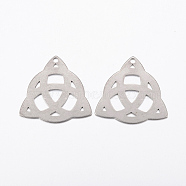 304 Stainless Steel Triquetra Pendants, Trinity Knot, Irish, Stainless Steel Color, 27.5x28x0.8mm, Hole: 2mm(X-STAS-L200-60P)