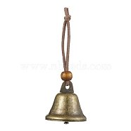 Iron Bell Wind Chimes, Witch Bells for Door Knob, Wood Beads and Faux Suede Cord Home Hanging Ornaments, Antique Bronze, 108mm(HJEW-JM01963)