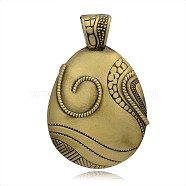 Tibetan Style Egg/Teardrop Alloy Big Pendants, Long-Lasting Plated, Antique Bronze, 64x42x6mm, Hole: 4x6mm(PALLOY-J659-21AB-3A)