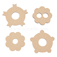 4 Sets Flower Wooden Wick Holder Kit, Moccasin, 7.45~9.7x7.4~9.7x0.25cm(WOOD-DR0001-03B)