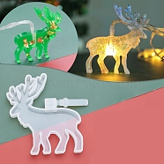 DIY Christmas Lights Silhouette Silicone Molds, Resin Casting Molds, Clay Craft Mold Tools, Christmas Reindeer/Stag/Deer, White, 68x70x11mm, Hole: 5mm(DIY-P028-09)
