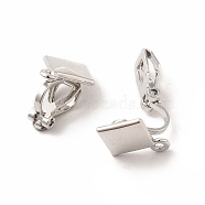 Alloy Clip-on Earring Findings, with Horizontal Loops, Rhombus, Platinum, 15x11x9.5mm, Hole: 1.4mm(PALLOY-M208-04P)