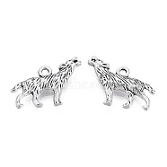 Tibetan Style Alloy Pendants, Cadmium Free & Lead Free, Wolf, Antique Silver, 18.5x26x4mm, Hole: 2mm, about 403pcs/1000g(TIBEP-T010-10AS)