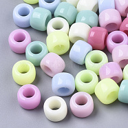 Opaque Acrylic European Beads, Large Hole Beads, Ring, Mixed Color, 8.5x6mm, Hole: 4.5mm, about 1950pcs/500g(SACR-N009-17)