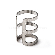 304 Stainless Steel Triple Line Wide Chunky Cuff Earrings for Women, Stainless Steel Color, 13x9mm(EJEW-TAC0015-08P)