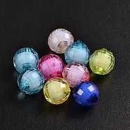 Transparent Acrylic Beads, Bead in Bead, Faceted, Round, Mixed Color, 10mm, Hole: 2mm(X-TACR-S086-10mm-M)