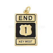 Rack Plating Brass Enamel Pendants, with Jump Ring, Long-Lasting Plated, Cadmium Free & Lead Free, Real 18K Gold Plated, Word End 1 Key West, Rectangle, 25x15x1.5mm, Hole: 3.5mm(KK-P261-05C-G)