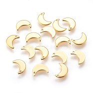 304 Stainless Steel Charms, Moon, Golden, 10x7x1mm, Hole: 1.2mm(STAS-E447-08G)