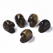 Halloween Natural Tiger Eye Beads, No Hole/Undrilled, Skull, 18~20x16.5~18x24~25mm(G-R473-04C)
