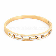 Crystal Rhinestone Oval Hollow Bangle, Stainless Steel Hinged Bangle with Polymer Clay for Women, Golden, Inner Diameter: 1-7/8x2-3/8 inch(4.8x5.9cm)(BJEW-N017-021LG)