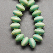 Handmade Porcelain Beads, Rondelle, Pale Turquoise, 12x7mm, Hole: 2mm(PORC-Q174-12x7mm-3)