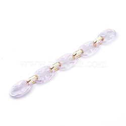 Transparent Acrylic & CCB Plastic Linking Cable Chains, Quick Link Chains, Lilac, 34.5x21x5.5mm and 19x12x4.5mm, about 39.37 inch(1m)/strand(AJEW-JB00911-02)