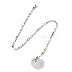Resin Ceiling Fan Pull Chain Extenders, with Iron Ball Chains, Fish, 335mm, Pendant: 22x22.5x19mm(FIND-JF00126-01)