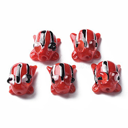 Handmade Lampwork Beads, Frog, Red, 14.5~15.5x11~13x9mm, Hole: 1.2mm(LAMP-T011-13E)