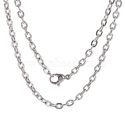 Classic Plain 304 Stainless Steel Mens Womens Cable Chain Necklace Making, with Lobster Claw Clasps, Stainless Steel Color, 23.6 inch(59.9cm)(STAS-P045-03P)