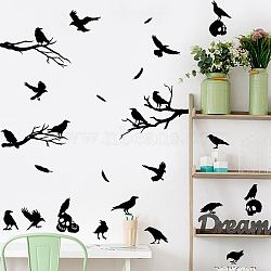 Translucent PVC Self Adhesive Wall Stickers, Waterproof Building Decals for Home Living Room Bedroom Wall Decoration, Raven, 960x300mm, 2 sheets/set(STIC-WH0015-200)