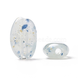 Opaque Acrylic with Point Pattern Beads, Rice, Light Blue, 13.4~14.3x9.2x5.3~5.5mm, Hole: 1.8mm(OACR-G010-01E)