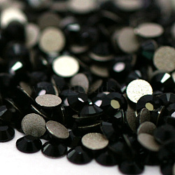 Glass Flat Back Rhinestone, Grade A, Back Plated, Faceted, Half Round, Jet, SS4, 1.5~1.6mm, 1440pcs/bag(RGLA-C002-SS4-280)