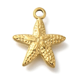 Ocean Theme 304 Stainless Steel Pendants, Real 18K Gold Plated, Starfish, 15.5x13.5x2.5mm, Hole: 1.6mm(STAS-Z092-06G-03)