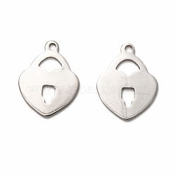 Non-Tarnish 201 Stainless Steel Pendants, Heart Lock, Stainless Steel Color, 17x13x1mm, Hole: 1.4mm(STAS-I172-08P)