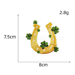 Saint Patrick's Day Computerized Embroidery Cloth Iron on/Sew on Patches, Appliques, Horse Shoe, 75x80mm(PW-WG37935-08)