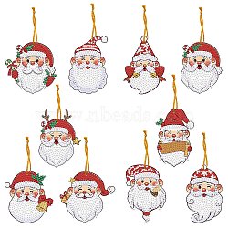 Christmas Theme DIY Diamond Painting Keychain Kit, Including Acrylic Board, Keychain Clasp, Bead Chain, Resin Rhinestones Bag, Diamond Sticky Pen, Tray Plate and Glue Clay, Santa Claus, 75~95x45~60mm, 10pcs/set(DRAW-PW0007-05C)