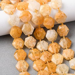 Natural Quartz Beads Strands, Hexagon, Faceted, with Seed Beads, 12x13.5x6.5mm, Hole: 1mm, about 25pcs/strand, 14.37''(36.5cm)(G-H344-A03-01)