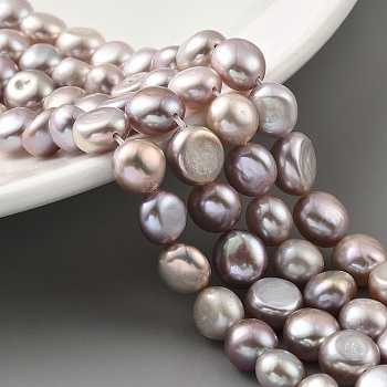 Natural Cultured Freshwater Pearl Beads Strands, Two Sides Polished, Thistle, 7~8mm, Hole: 0.5mm, about 25pcs/strand, 6.89''(17.5cm)