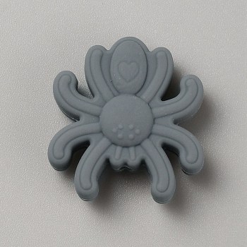 Spider Food Grade Eco-Friendly Silicone Focal Beads, Dark Gray, 27x25x9mm, Hole: 2mm