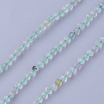 Natural Fluorite Beads Strands, Faceted, Round, 2mm, Hole: 0.5mm, about 180~200pcs/strand, 14.5~16.1 inch(37~41cm)
