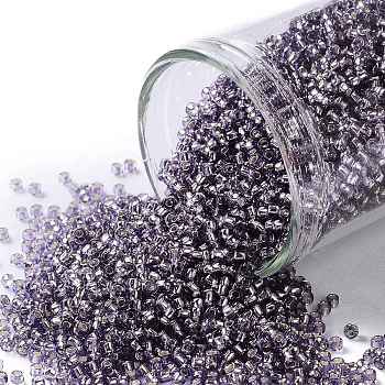 TOHO Round Seed Beads, Japanese Seed Beads, (39) Silver Lined Tanzanite, 15/0, 1.5mm, Hole: 0.7mm, about 15000pcs/50g