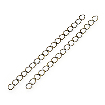 Iron Chain Extender, Curb Chains, Nickel Free, Antique Bronze, 50mm, Link: 5~5.5x3.5~4x0.5mm