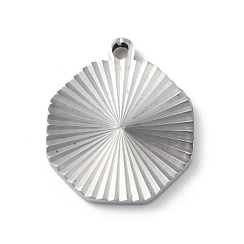 304 Stainless Steel Pendants, Octagon Charm, Stainless Steel Color, 20x17.5x1.9mm, Hole: 1.6mm