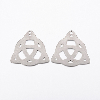 304 Stainless Steel Triquetra Pendants, Trinity Knot, Irish, Stainless Steel Color, 27.5x28x0.8mm, Hole: 2mm