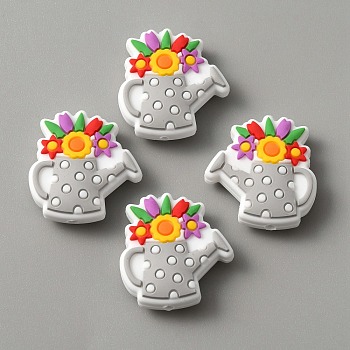 Food Grade Eco-Friendly Silicone Beads, Watering Can, Light Grey, 27x26x9mm, Hole: 2.5mm