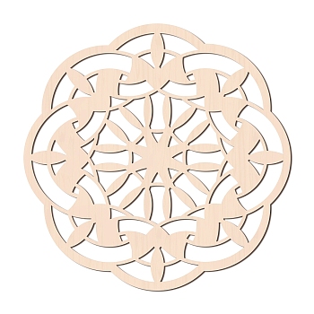 Laser Cut Wooden Wall Sculpture, Torus Wall Art, Home Decor Meditation Symbol, Yoga Hanging Artwork, Flower Pattern, 310x6mm