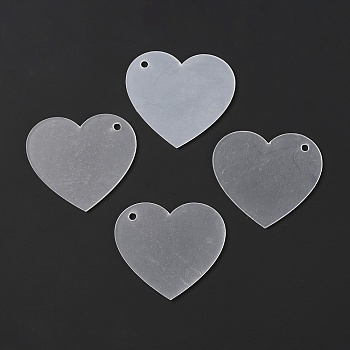 Transparent Acrylic Blank Pendants, Heart, Clear, 44.3x45.5x2mm, Hole: 3mm
