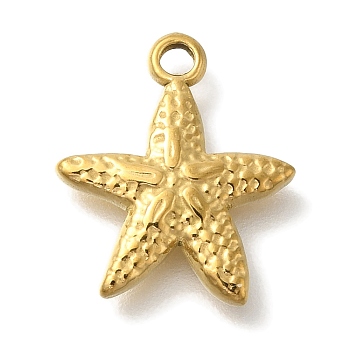 Ocean Theme 304 Stainless Steel Pendants, Real 18K Gold Plated, Starfish, 15.5x13.5x2.5mm, Hole: 1.6mm