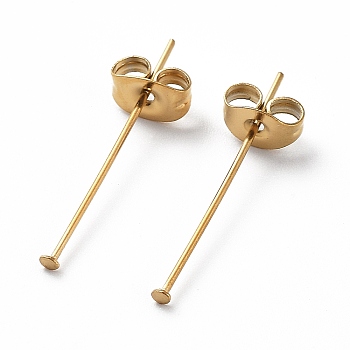 Ion Plating(IP) 304 Stainless Steel Flat Head Pins with Ear Nuts, Golden, 22x0.6mm, Head: 1.4mm