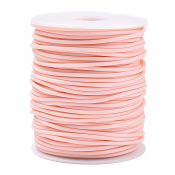 Hollow Pipe PVC Tubular Synthetic Rubber Cord, Wrapped Around White Plastic Spool, Pearl Pink, 2mm, Hole: 1mm, about 54.68 yards(50m)/roll