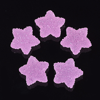 Resin Cabochons, Star, Pearl Pink, 17~18.5x17.5~19x9~10mm