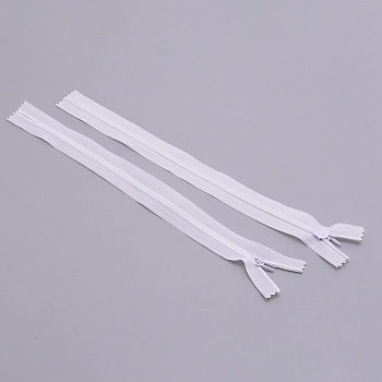 Nylon Zip Fastener, with Iron Zipper, for Garment Accessories, White, 45x2.5x0.2cm