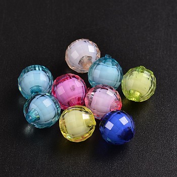 Transparent Acrylic Beads, Bead in Bead, Faceted, Round, Mixed Color, 10mm, Hole: 2mm