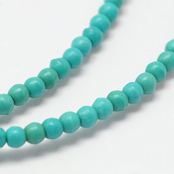 Dyed Synthetical Turquoise Round Bead Strand, Turquoise, 3mm, Hole: 1mm, about 151pcs/strand, about 15 inch