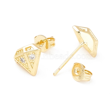Clear Cubic Zirconia Diamond Stud Earrings(EJEW-P196-18G)-2