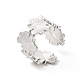 304 Stainless Steel Maple Leaf Open Cuff Ring for Women(RJEW-E063-18P)-1