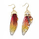 Resin Butterfly Wing Dangle Earrings with Clear Cubic Zirconia(EJEW-G302-01G)-3